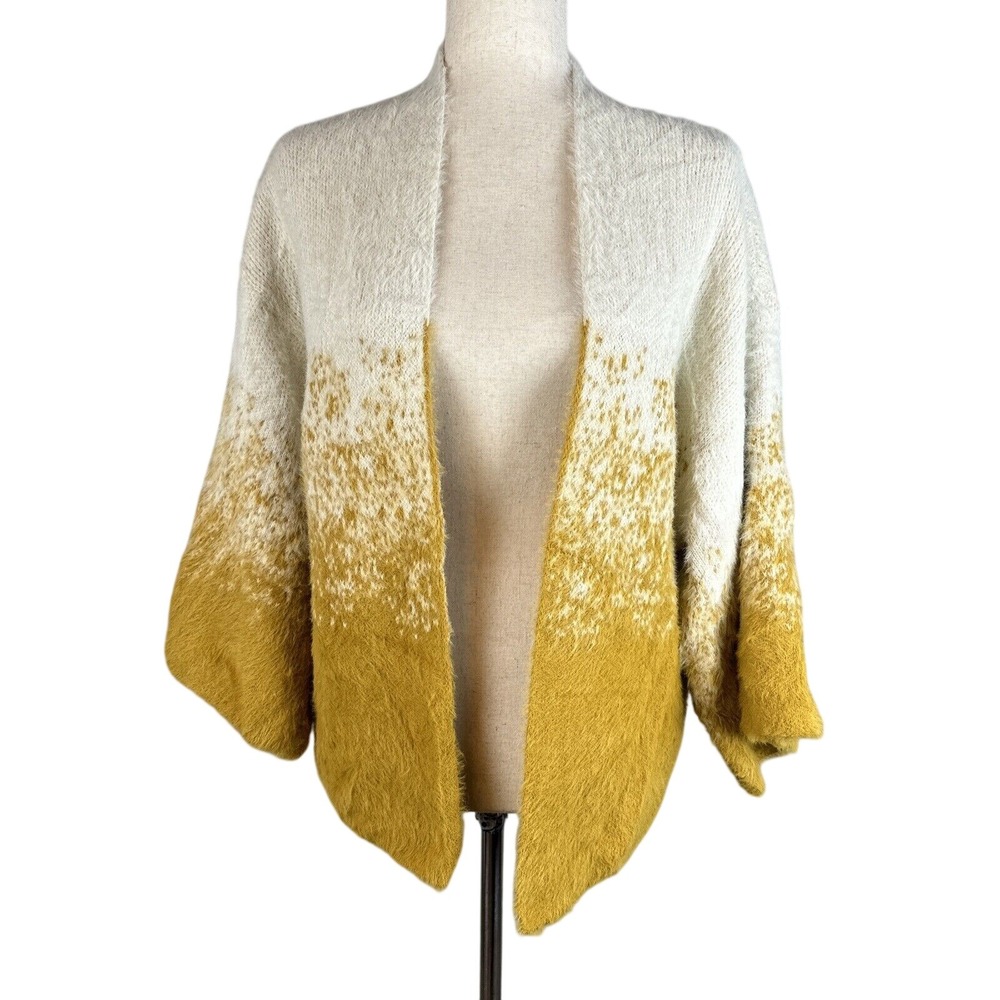 Anthropologie Akemi Kin Women Senna Eyelash Cardigan Sweater One Size Ivory Gold